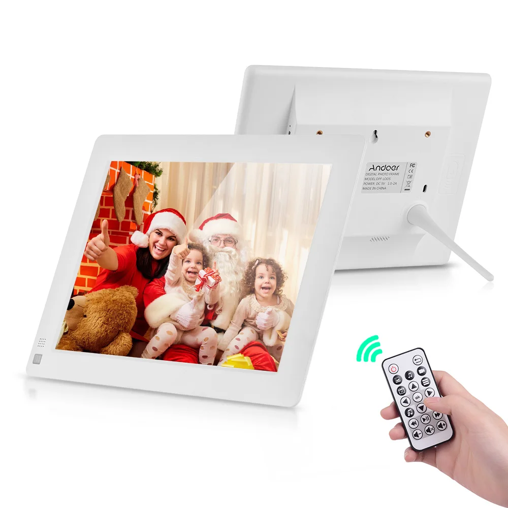 Andoer " ультра-тонкий IPS-LCD цифровая фоторамка Настольный альбом 1280*800 фото/музыка/видео/Календарь/Будильник+ 8 Гб карта дистанционного управления - Цвет: Белый