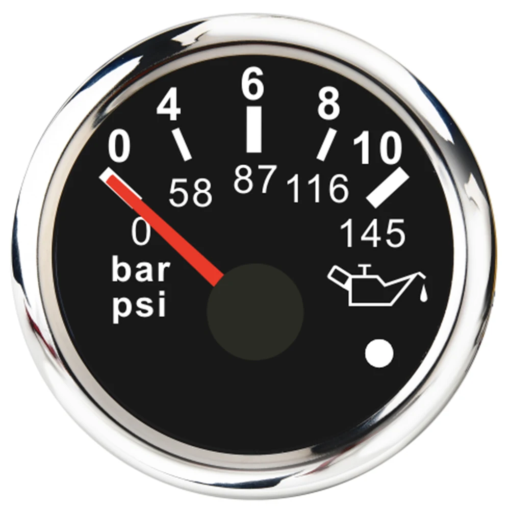 0 5/10 Bar Oil Pressure Gauge 52MM 0 73 PSI 0 145 PSI Oil Pressure Gauge Waterproof 316