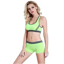 Женский модный комплект одежды для фитнеса, бюстгальтер однотонного цвета, Короткие штаны для всех сезонов, повседневный Стандартный комплект из 2 предметов