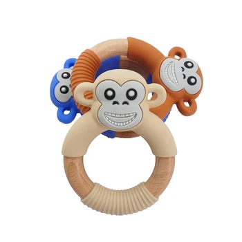 

Chenkai 5PCS Silicone Monkey Teether Dummy Orangutan Teething Baby Chewable Pacifier DIY Infant Soothing Shower Newborn Gifts