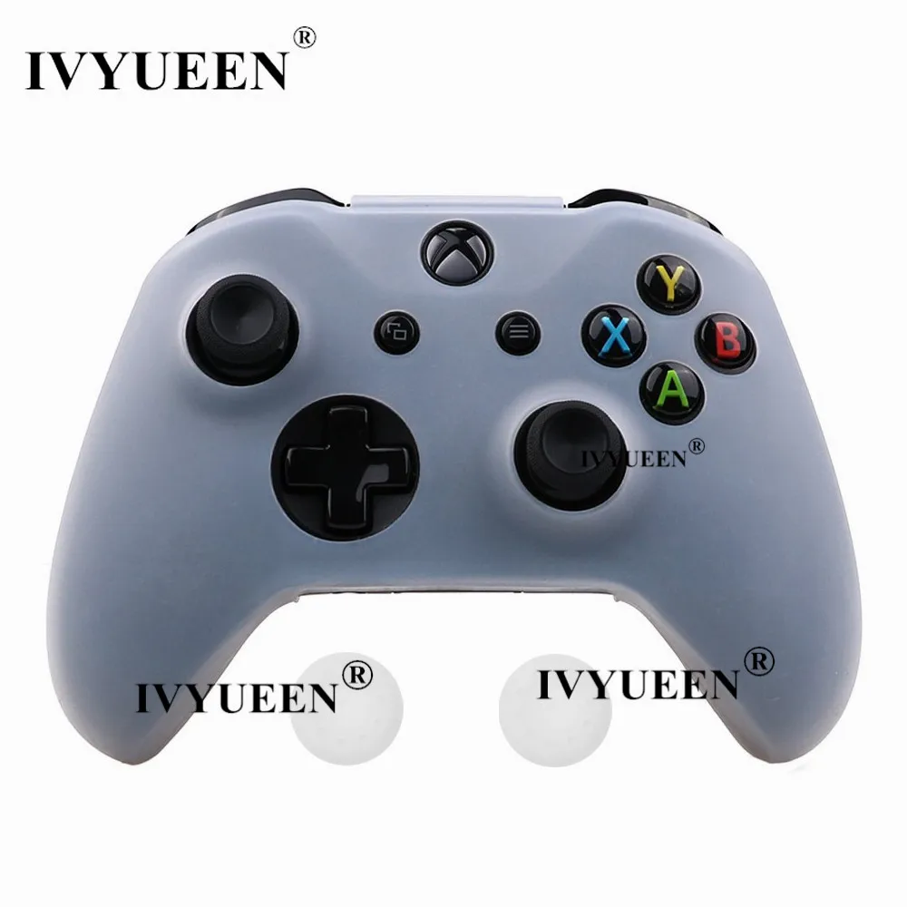 Бесцветный IVYUEEN для microsoft Xbox One X S тонкий контроллер силиконовый чехол+ аналоговые палки с захватом колпачка для X Box One 1 X S геймпад - Цвет: Бесцветный