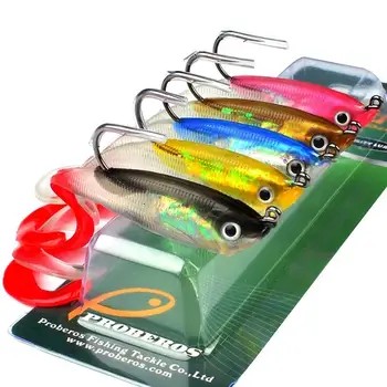 

5 pcs Iscas De Pesca Definido 10 cm 14.7g Silicone Macio Grub Isca Artificial Iscas com Gancho Haste