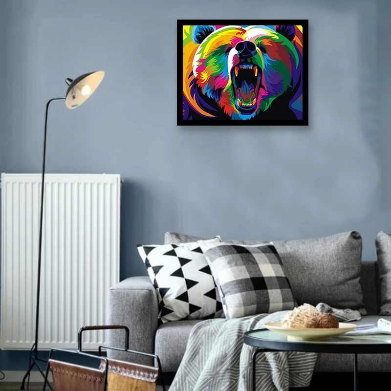 

Paint By Numbers Kits for Adult, DIY Canvas Painting for Adults Beginner-Color Bear