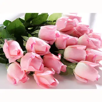 

10pcs/pack Real Touch Latex Rose Flower Fake Silk Artificial Flowers Bouquet for Home Wedding Decoration Party Birthday Gift