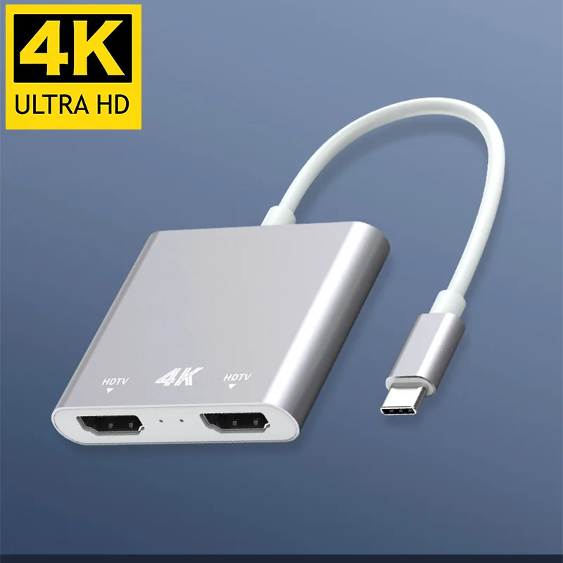 Кабель адаптер UHD с выходом USB Type C на двойной HDMI 4K 30 Гц для Huawei ПК Macbook/ipad Pro