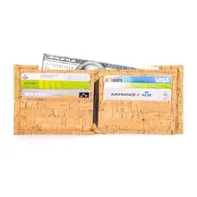 Тонкий мужской кошелек из натуральной пробки с отделением для карт и монет, BAG-351-E