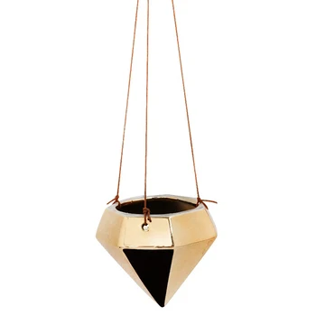 

Gold-Plated Diamond Shape Hanging Flowerpot Indoor Tabletop Decoration Flower Pots