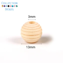 Natural Wood Beads - Round Spacer Wooden Pearls for DIY Jewelry and Handmade Accessories (13mm 50pcs)