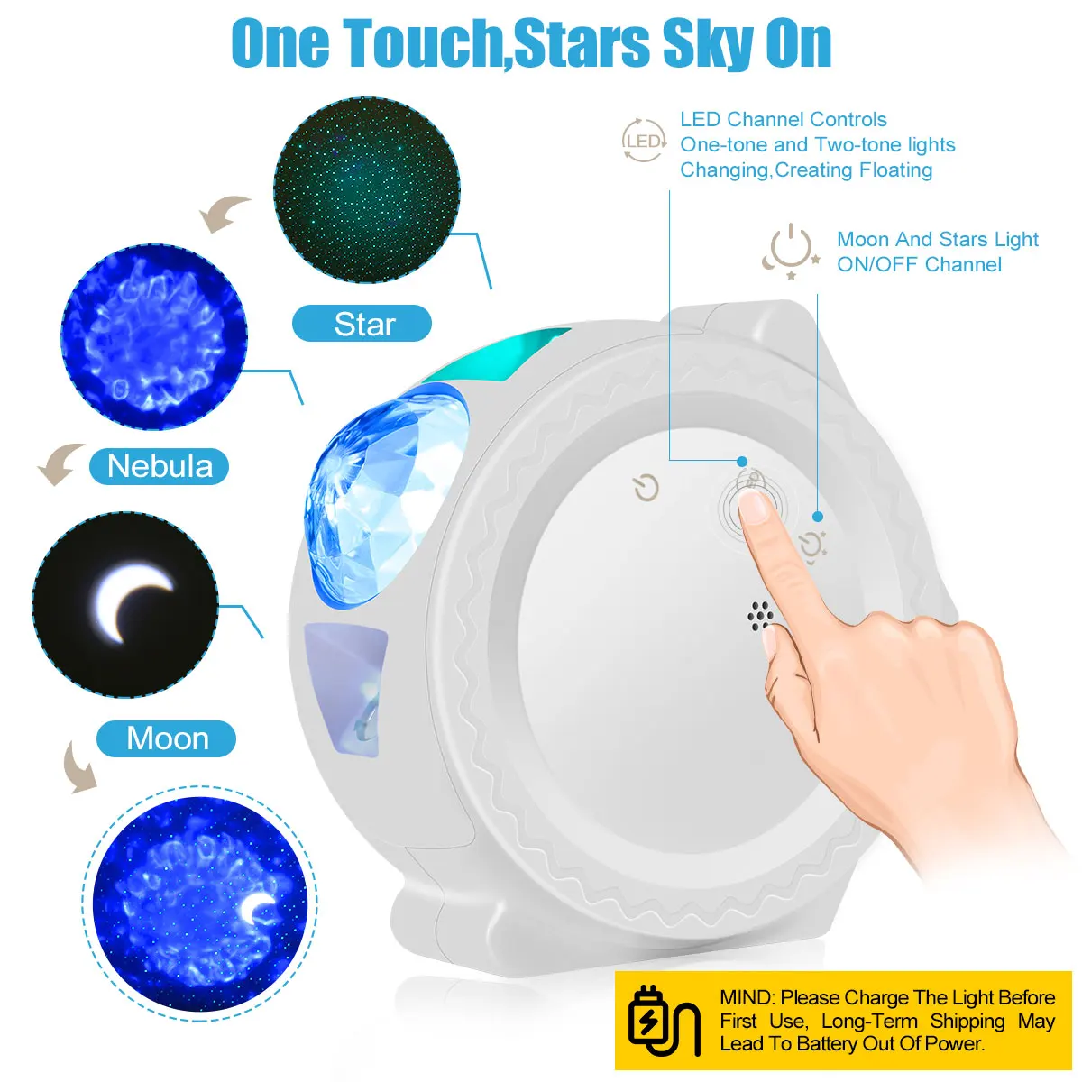 Luz de Rotação Luz da Noite para Crianças da Cores Oceano Acenando Céu Estrelado Projetor Led Nebulosa Nuvem Noite 360 Graus Lâmpada da para Crianças 6 Luz 9 Luzes noturnas