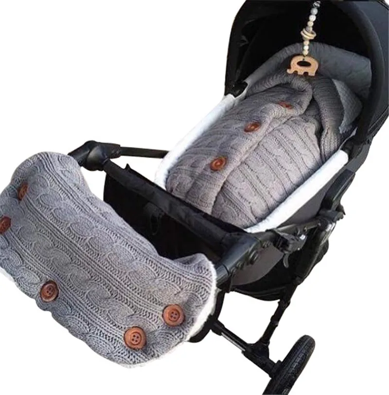 2 шт. детский спальный мешок с рулем, теплый Конверт для новорожденных, конверт для новорожденных, детская коляска для пеленания, зимняя вязаная коляска для детей, Spiworek - Цвет: gray