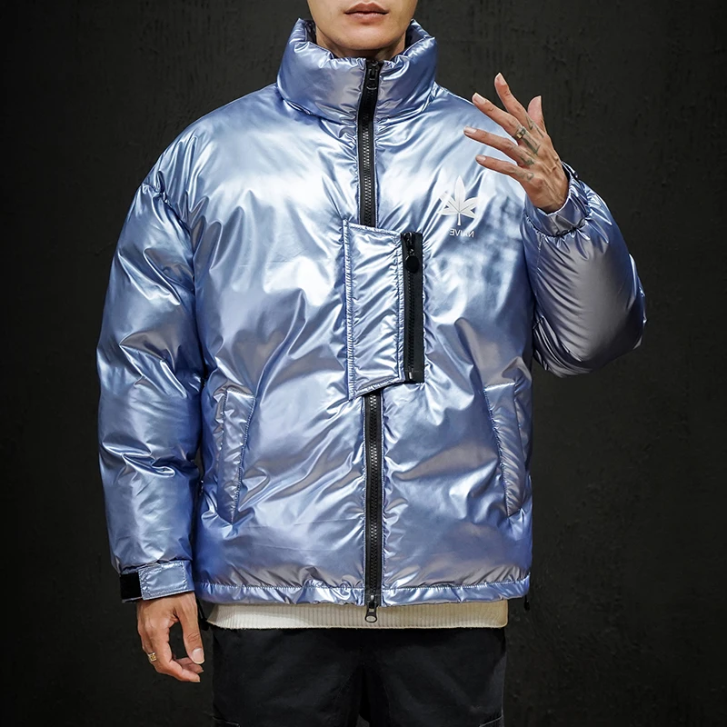M-5XL, зимняя парка для мужчин, повседневные мужские зимние куртки и пальто, Manteau Homme Hiver, зимние хлопковые мужские парки с принтом - Цвет: Синий