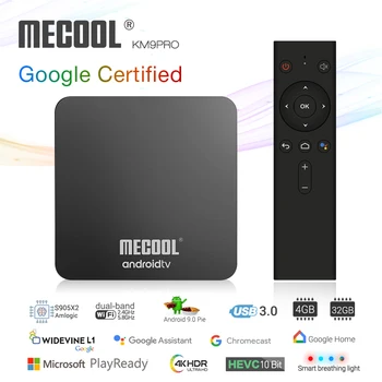 

Wholesale 10 pcs MECOOL KM9 PRO Android 9.0 TV Box 4G RAM 64G ROM Voice Control TV Box 2.4G/5G WiFi Smart TV Box Media Player