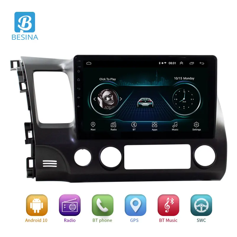 Besina 2 Din автомобильное радио Android 10 0 автомобильный dvd-плеер для Honda Civic 8 2005-2011