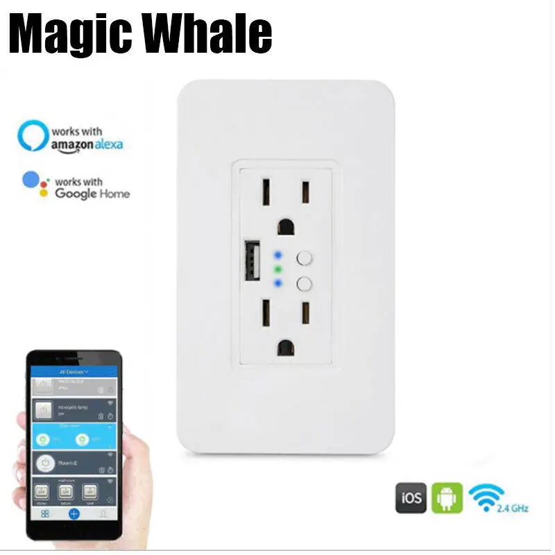 

Smart Wifi Wall Outlet USB Interface Multi Port In-wall Socket Wifi Wall Control Socket