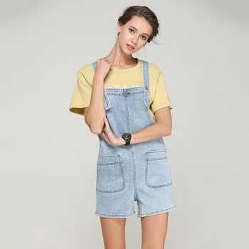 

Plus size 8XL Short Denim Jumpsuit Summer Short Jeans Rompers For Women Fashion Casual Sleeveless Wide Leg Overalls 200 Pounds