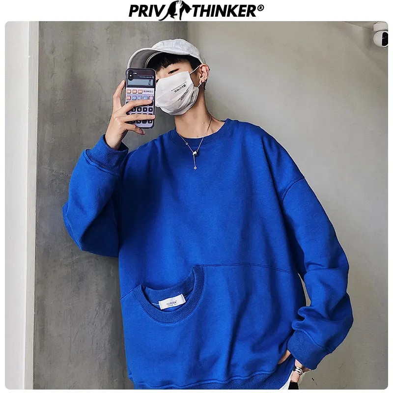 

Privathinker Men High Street Funny Autumn Sweatshirts Mens Solid Colorful Hip Hop Casual Hoodie Male Pullovers Pockets Tops 2019