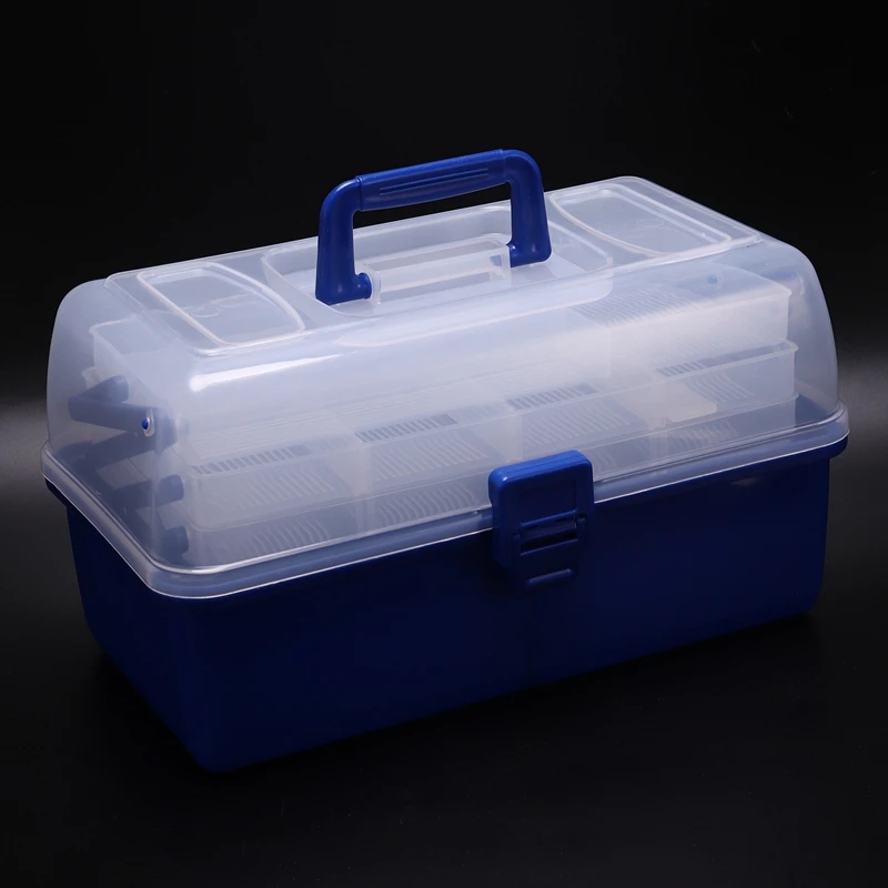 Multi Layer Fishing Tackle Box Fly Fishing Storage Case Waterproof Portable Fishing Gear Storage Box Adjustable Compartments