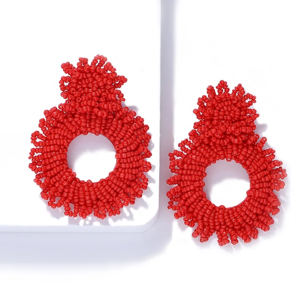 Dvacaman, богемные висячие серьги с бусинами, круглые висячие серьги ручной работы в форме сердца для женщин, вечерние, модные ювелирные изделия в подарок