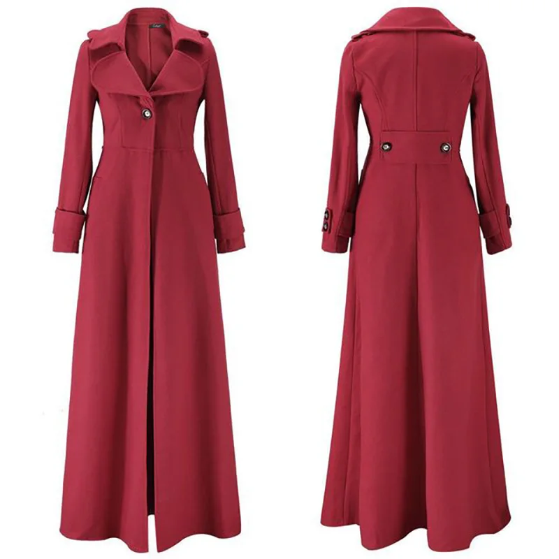 Модное зимнее пальто на пуговицах, женское длинное шерстяное однотонное винтажное тонкое хлопковое Женское пальто, верхняя одежда, элегантная одежда, Офисная Женская ветровка
