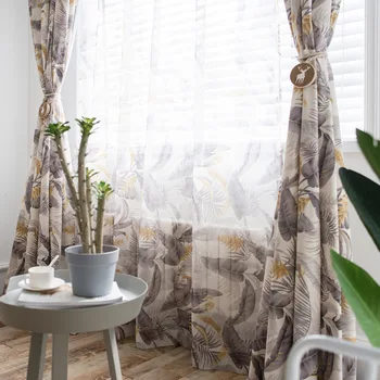 

Curtain Cloth Modern Minimalist Fine Polyester Cotton Printed Curtain Window Screen Curtains for Living Room and For Bedroom