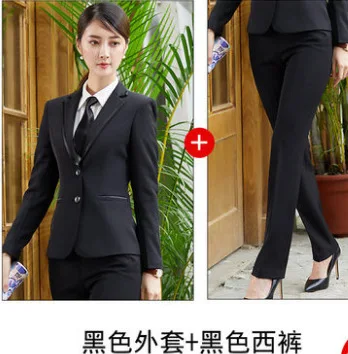 

New Style Spring Business WOMEN'S Suit Suit Skirt Black And White with Pattern Two-Button Fold-down Collar Slim Fit Long-sleeve