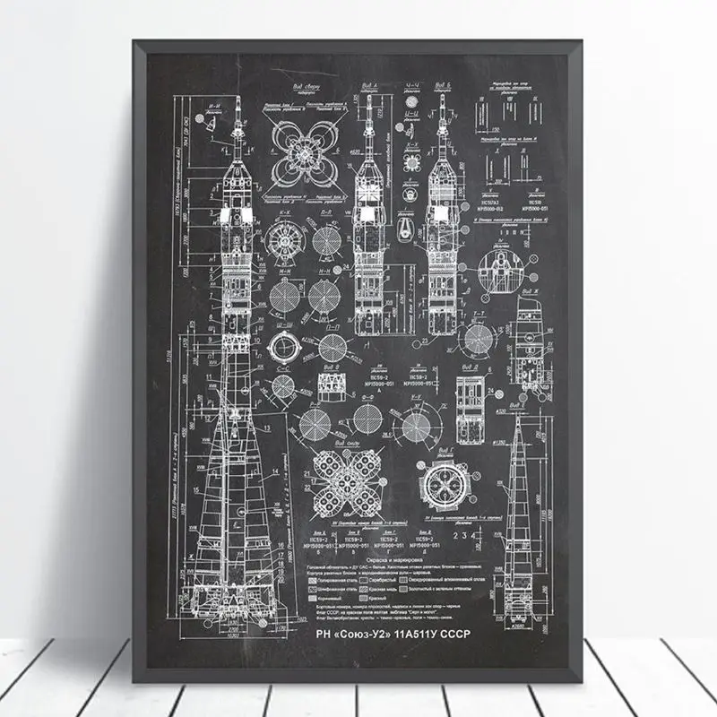 Soyuz-U2-Russian-Rocket-Patent-Gallery-Wall-Art-Canvas-Print-Aviation-artwork-Blueprint-Posters-Painting-Outer (4)