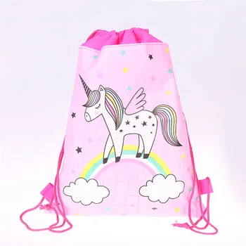 

Girls Kids Favors Happy Birthday Party Lovely Unicorn Design Mochila Drawstring Gifts Loot Bags Baby Shower Backpack 1PCS/LOT