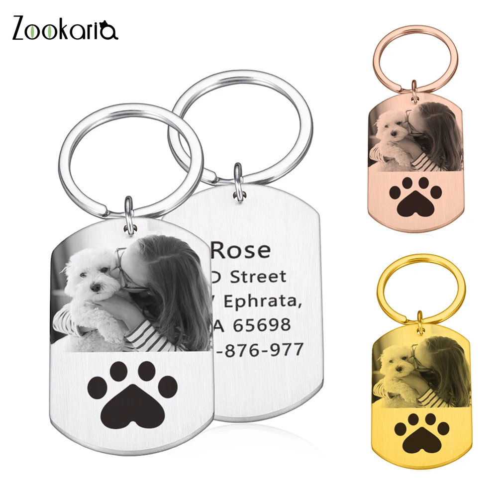 Etiqueta de foto personalizada para perro, nombre de Perro, dirección, gato, Collar, accesorios, recuerdo, regalo, soporte, Dropshipping