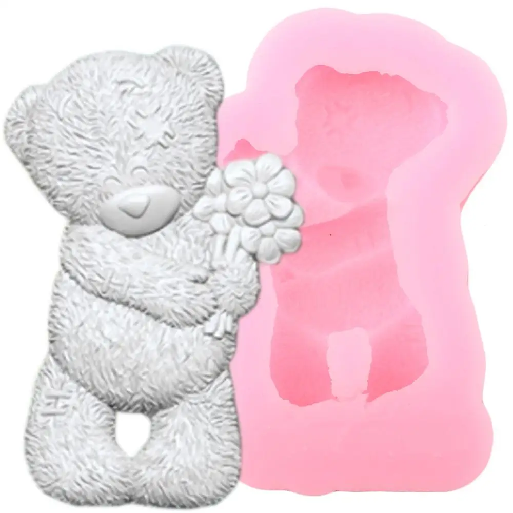 3D ремесло медведь Силиконовая формочка в виде цветов торт кайма для мастики формы свадебный торт украшения инструменты Конфеты глина форма для шоколадной мастики