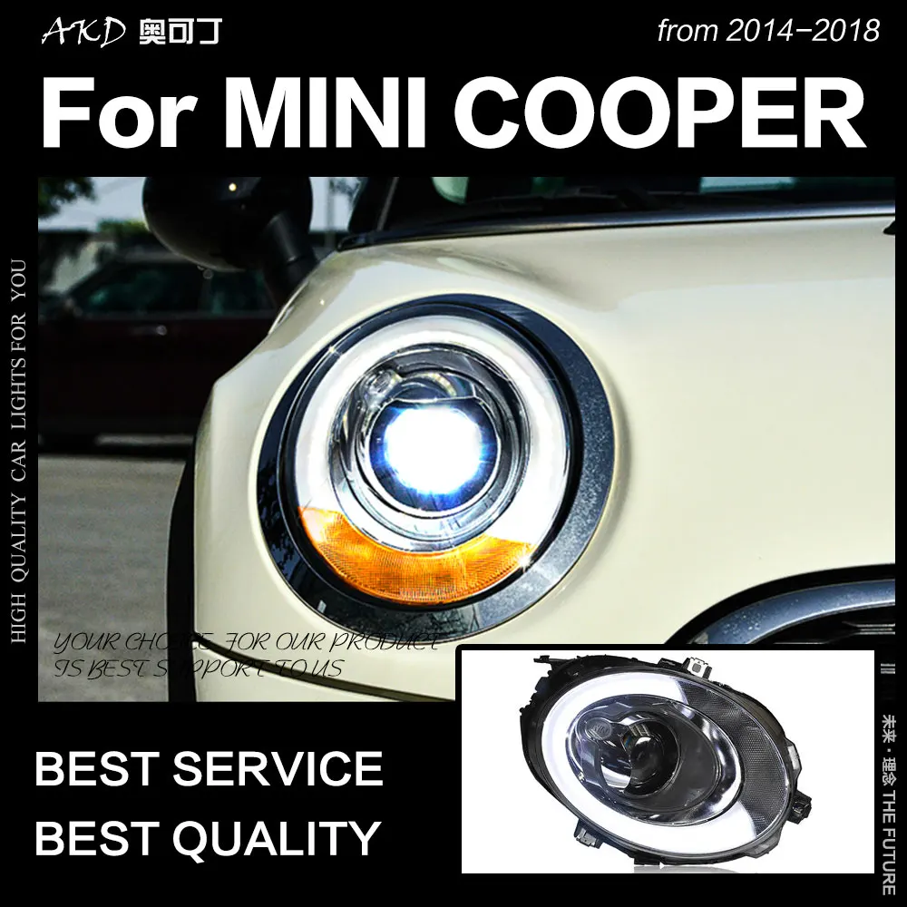 AKD Car Styling for MINI COOPER Headlights 2014-2018 LED Headlight DRL Hid Head Lamp Angel Eye Bi Xenon Beam Accessories | Автомобили и