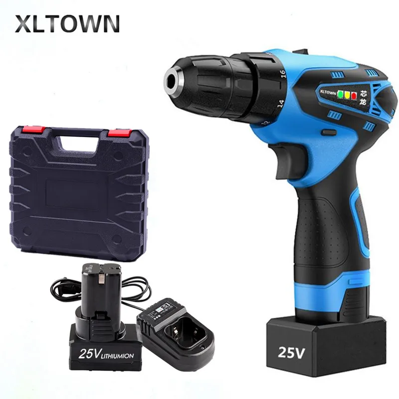 Аккумуляторная электрическая дрель Xltown 12/16 8/25 в 2 аккумулятора двухскоростная