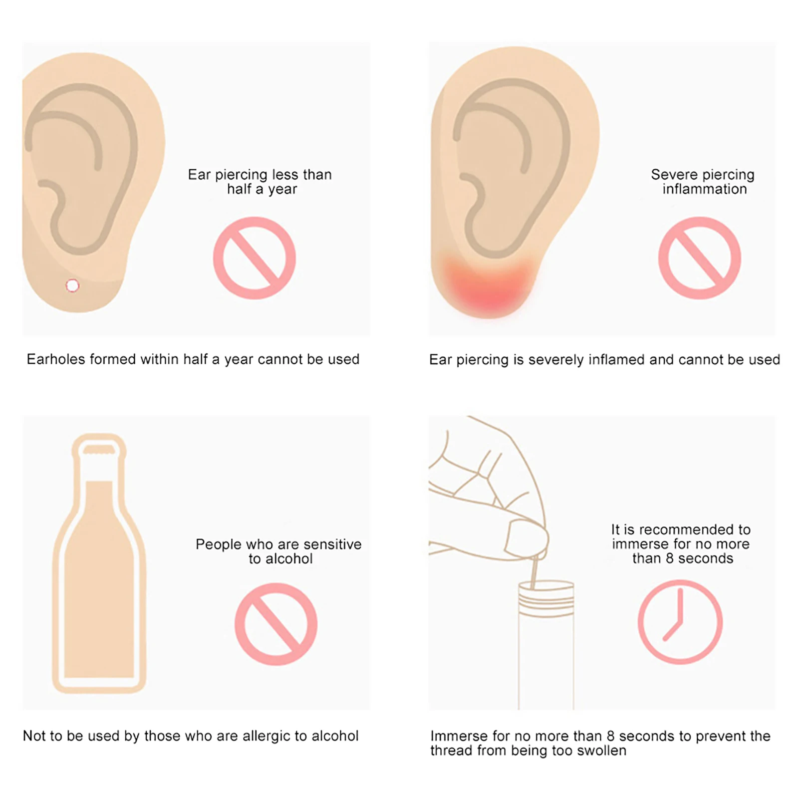 60 Pezzi Di Bastoncini Pulitori Per Piercing All'orecchio – Cleaner Per Foro Orecchio, Facile Da Usare, Per Donne E Uomini
