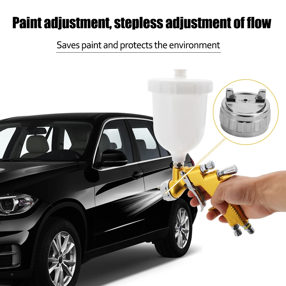 

Airbrush Spray Gun with 500ml Vessel Wrench Cleaning Brush 1.3mm Nozzle TTS Gravitation HVLP Air Brush Sprayer Spray Paint Tool