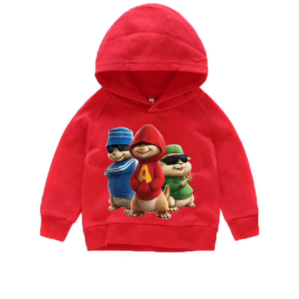 Зимняя толстовка с капюшоном и принтом «Alvin And The Chipmunks», забавные детские топы с круглым вырезом для мальчиков и девочек, детские топы с героями мультфильмов