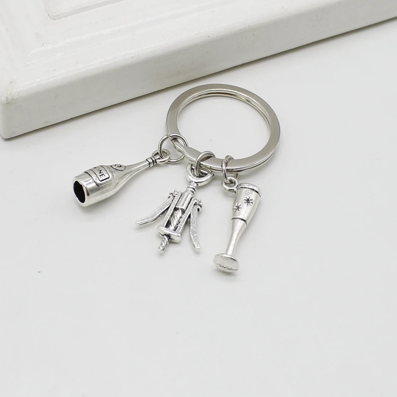 New Red Wine Charm Keychain Creative Opener Red Wine Bottle Keychain