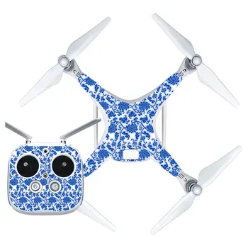 

Blue And White Porcelain Style Vinyl Skin Sticker for DJI Phantom 4 Drone And Remote Controller 0077
