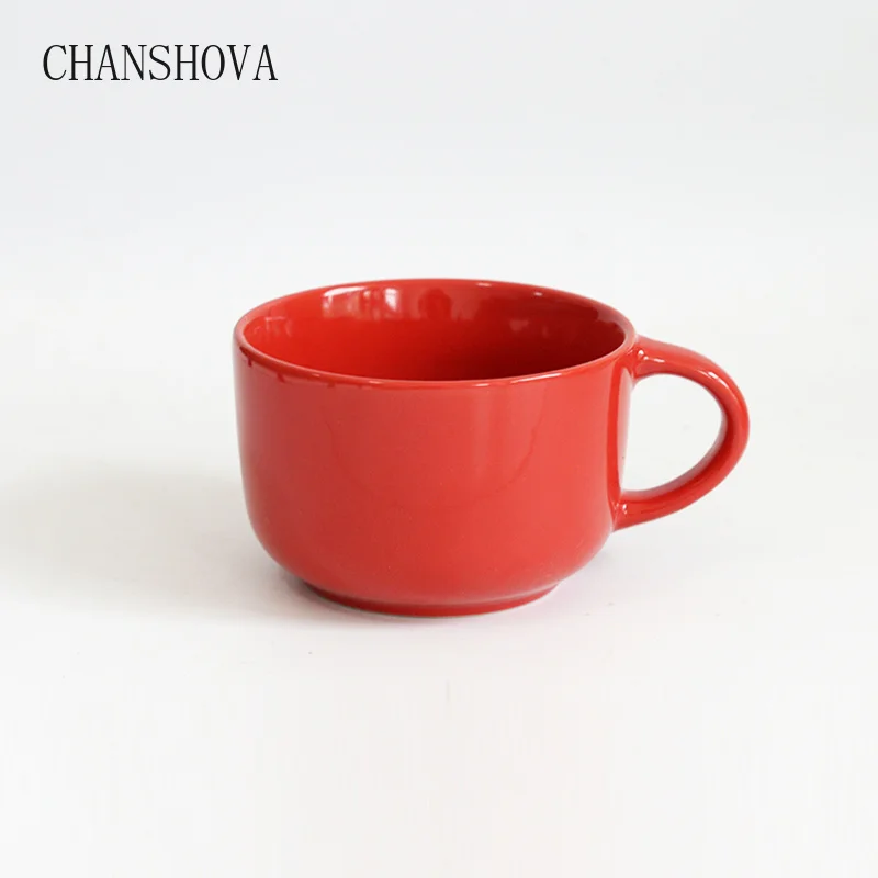 CHANSHOVA Бытовая одноцветная керамическая кружка кофейная чашка для молока чашка для завтрака чашка для супа Милая чашка простая ручка чашка чайная кружка