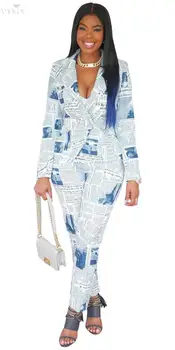 

Spring Tracksuit Full Sleeve Blazers Pants Two Piece Set Office Lady Women Set Letter Print Uniform 2 Piece Set Women Outfits