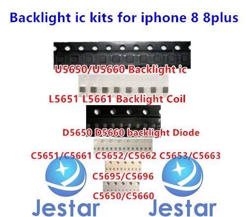 

backlight ic kits U5650 + Coil L5651+Diode D5650 D5651+Capacitor C5650 C5695 C5652 C5653 C5655 for iphone 8 8 plus