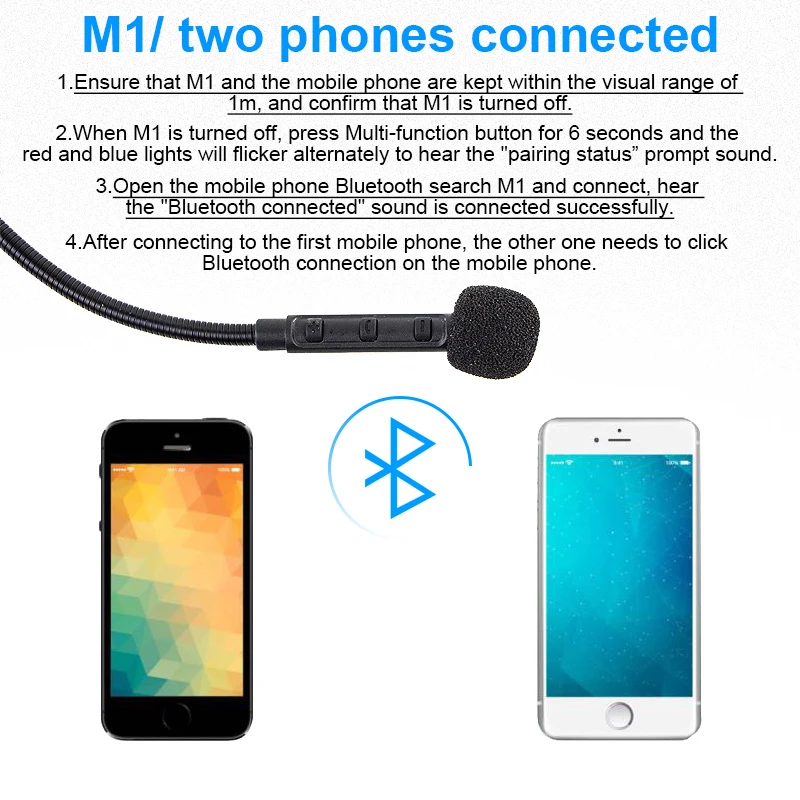 Гарнитура для мотоциклетного шлема SOMAN M1 универсальная водонепроницаемая Bluetooth