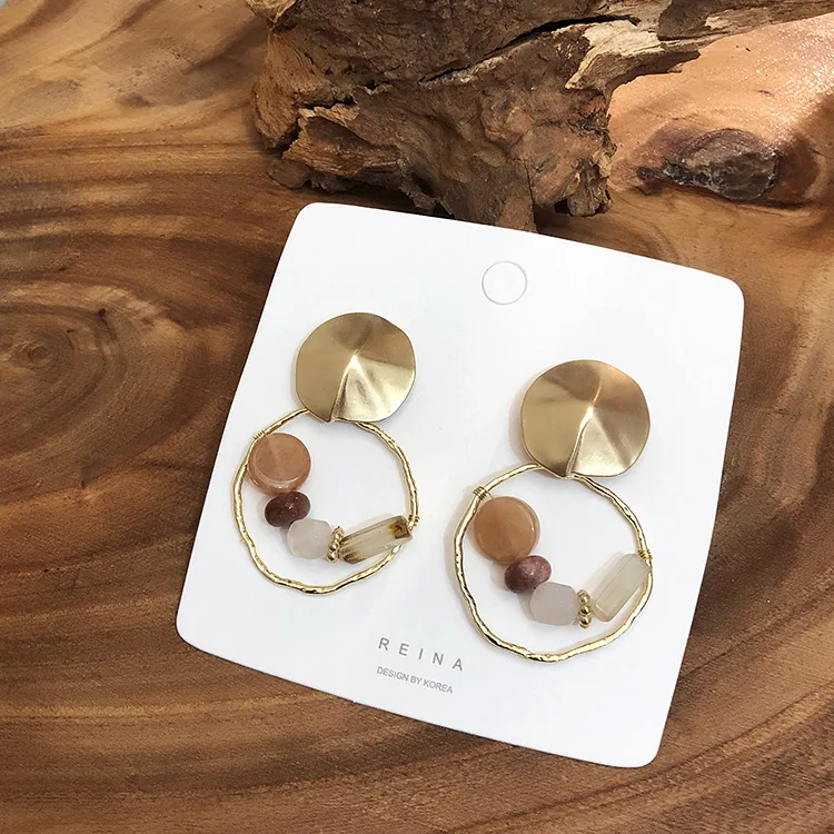2019 S925 Fashion Korean Natural Stone Earrings for Women Unique Simple Ball Beaded Big Dangle Drop Earring Party Charm Jewelry 2019 S925 Fashion Korean Natural Stone Earrings for Women Unique Simple Ball Beaded Big Dangle Drop Earring Party Charm Jewelry