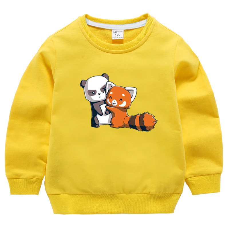 Футболка с принтом Panda Hug; Новинка г.; Осенняя Толстовка для маленьких мальчиков и девочек; Повседневная рубашка унисекс; хлопковые теплые толстовки с длинными рукавами - Цвет: 996b-11-29-8