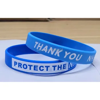 

100pcs THANK YOU NHS PROTECT THE NHS silicone wristband bracelet free shipping