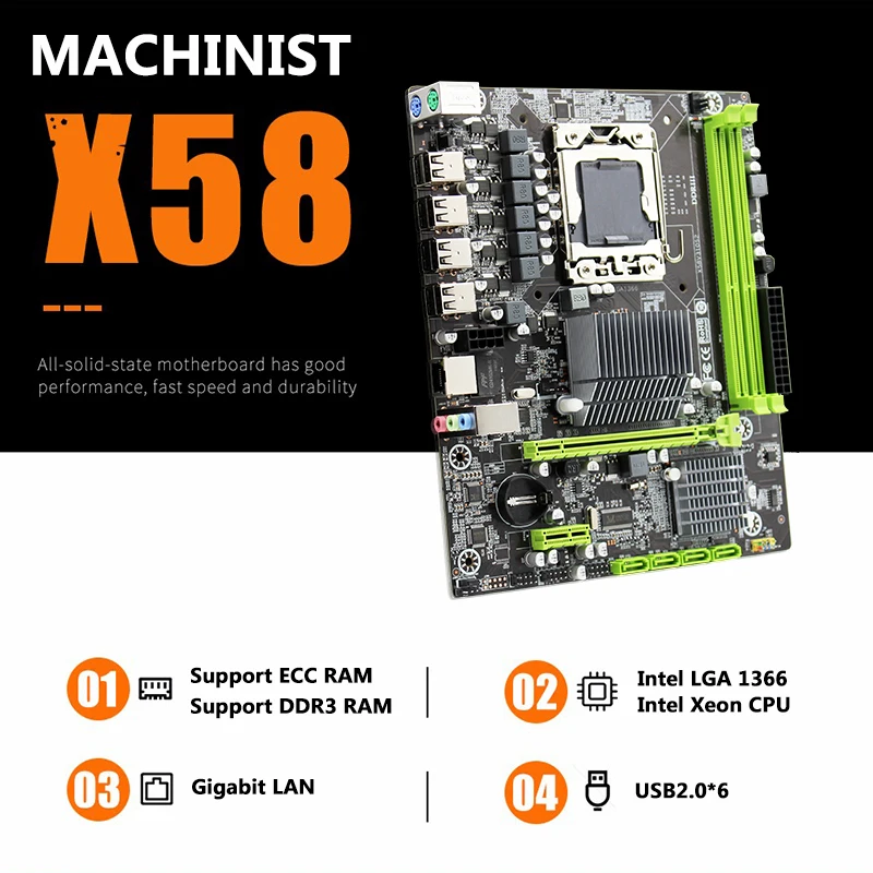 X58 LGA1366 настольная материнская плата LGA 1366 M ATX Gigabit Ethernet Поддержка DDR3 REG ECC Серверная
