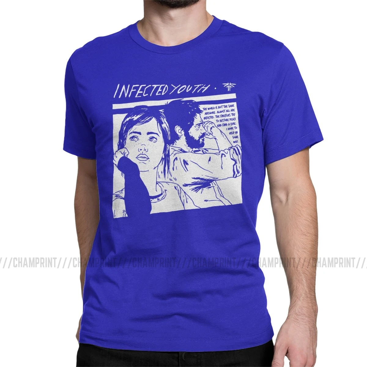 Infected Youth The последний из нас футболки мужские хлопковые футболки Элли Светлячок Joel Tlou Игра Футболка короткий рукав размера плюс - Цвет: Синий