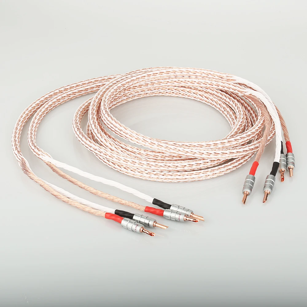  Pair 12TC Hifi Speaker Cable High Quality Pure OCC Speaker Wire With BFA Banana Jack