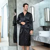 Male Robe Summer Satin Sleepwear Kimono Yukata Loose Bathrobe Gown Men Silky Satin Nightgown Nightwear Home Clothes ► Photo 3/6