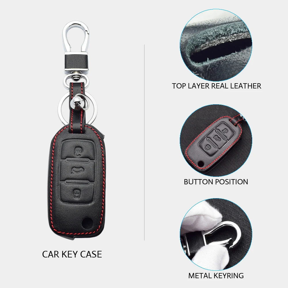 Кожаный чехол для автомобильного ключа VW Volkswagen Polo Golf Passat Beetle Caddy T5 Up Eos Tiguan Skoda A5 SEAT