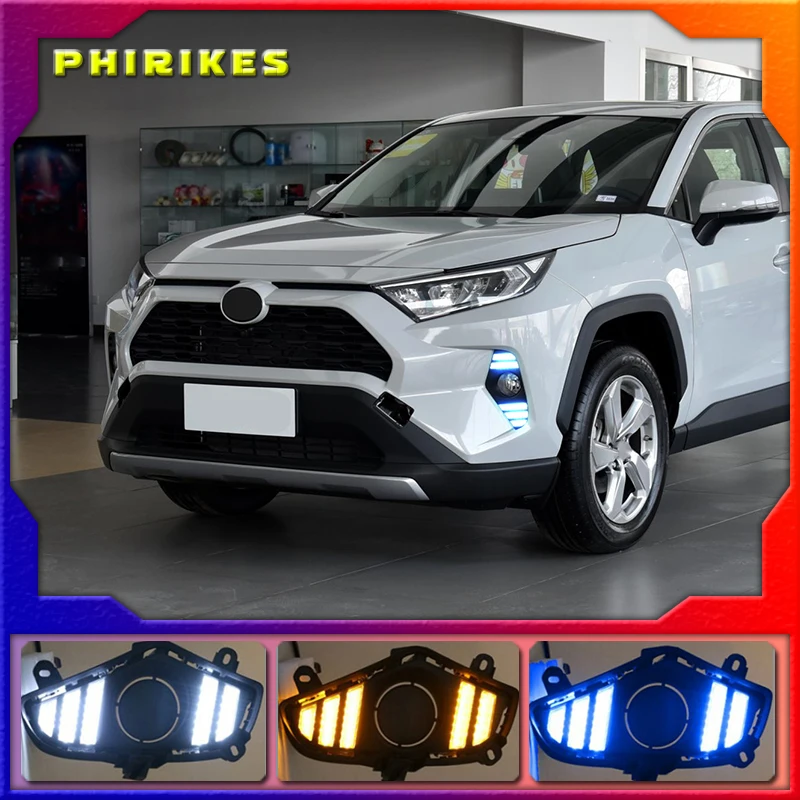 

1 Pair DRL LED Daytime Running Light Waterproof with flow Yellow Turn Signal Bumper For Toyota RAV4 2019 2020