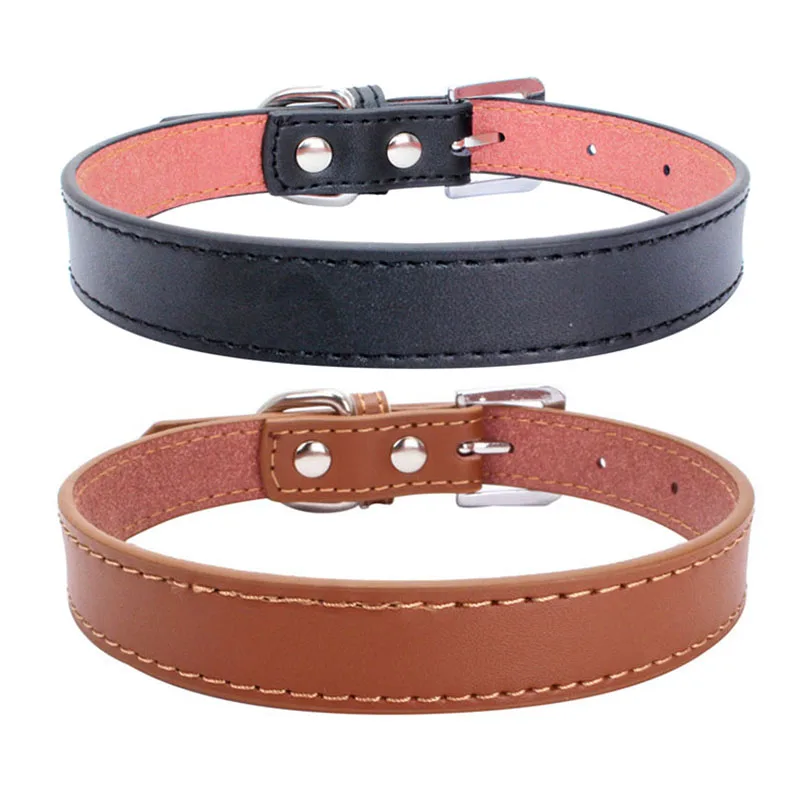 New Padded Synthetic Leather Dog Collar Heavy Duty Pet Collars for Large Medium Dogs NE